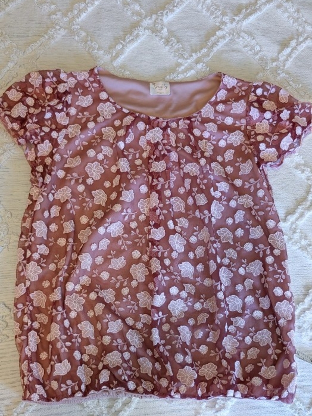 Siren Lily Lovely Pink Floral Lace-Overlay Women's Top